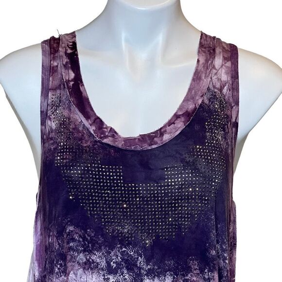 Vocal purple tie dye tank top with rhinestones size S - Picture 2 of 16